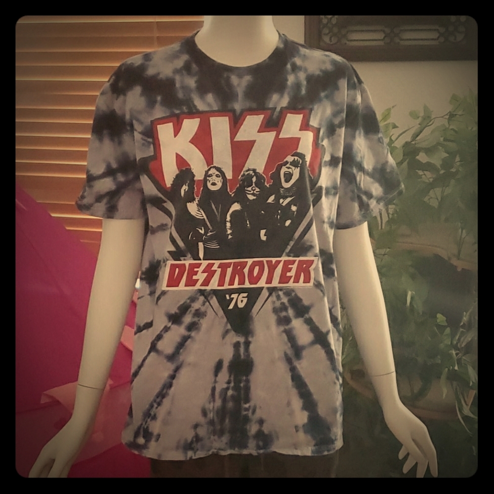 Kiss Destroyer Blue Tie Dye Band T-shirt